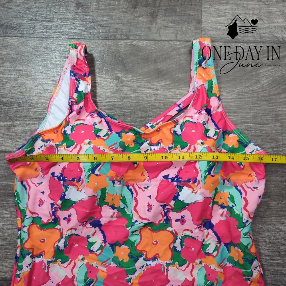 Aleumdr Floral Cage Back One Piece Swimsuit Size XL - Picture 4 of 6